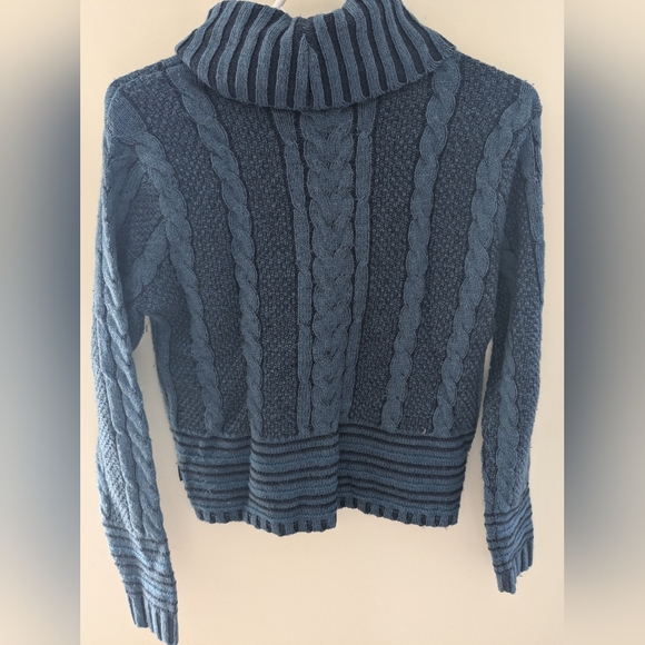 RVCA Blue Mate Check Turtleneck Cable Knit  Sweater Size S - Picture 4 of 6